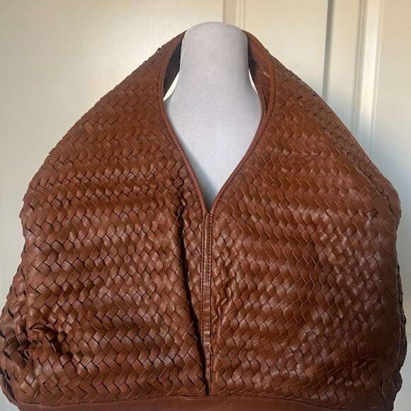Sondra Roberts Brown Basketweave Hobo Shoulder Bag Purse - Picture 12 of 16